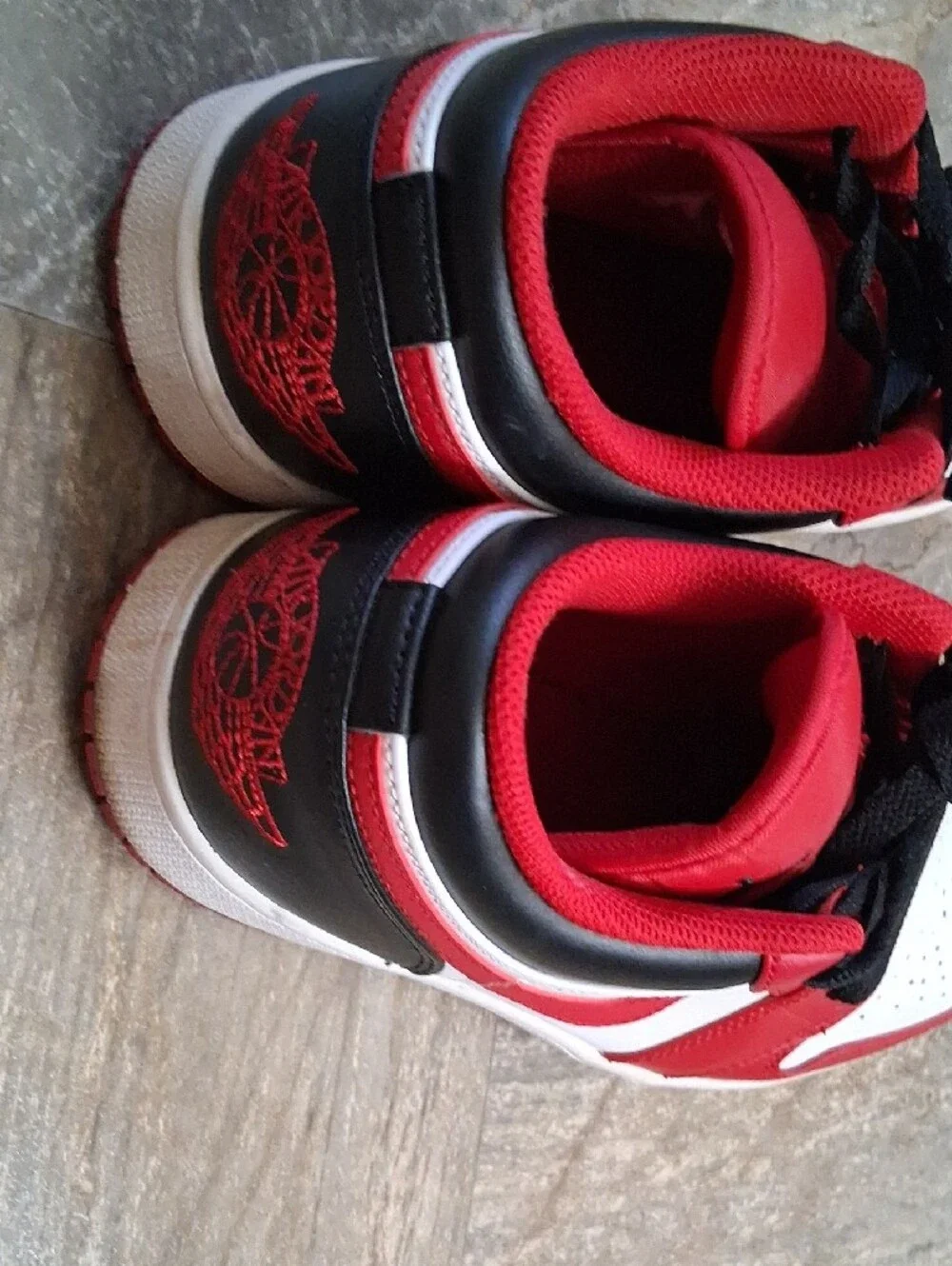 Jordan White and Gym Red Low Sneakers